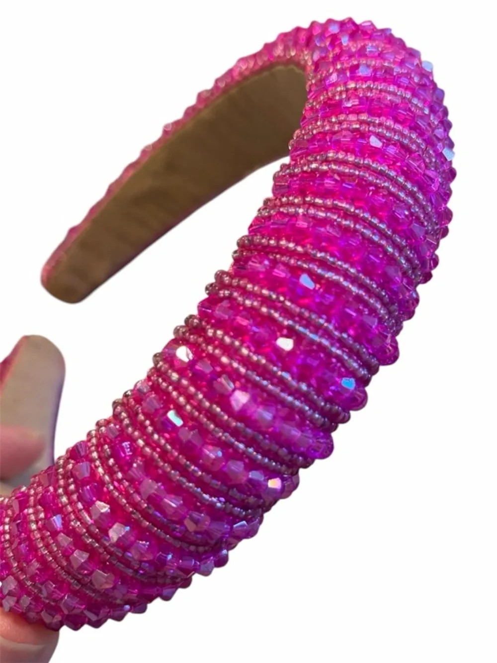 NVENF Hot Pink Headband Crystal Rhinestone Padded Headbands for Women
